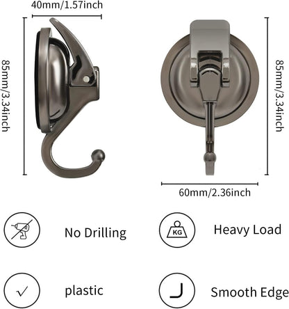 Suction Cup Hooks for Shower, 4 Pack, Bathroom, Kitchen, Glass Door, Mirror, Tile – Loofah, Towel, Coat, Bath Robe Hook Holder for Hanging – Waterproof Wreath Hanger