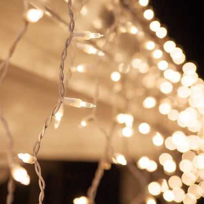8.5 ft 150 Clear Icicle Lights - White Wire, Indoor/Outdoor Christmas Icicle Lights