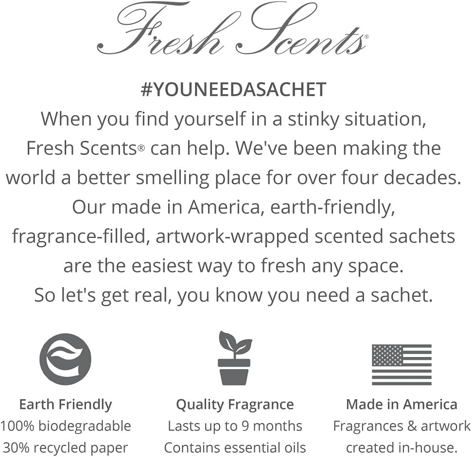 WILLOWBROOK | Fresh Scents Scented Sachet Packet | Passion Flower | Air Freshener Bags for Drawers, Closets, Cars | 6 Pack | Long Lasting Home Fragrance