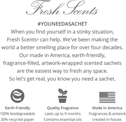 WillowBrook | Fresh Scents Scented Sachet Packet | Hello Gorgeous | Air Freshener Bags for Drawers, Closets, Cars | 6 Pack | Long Lasting Home Fragrance