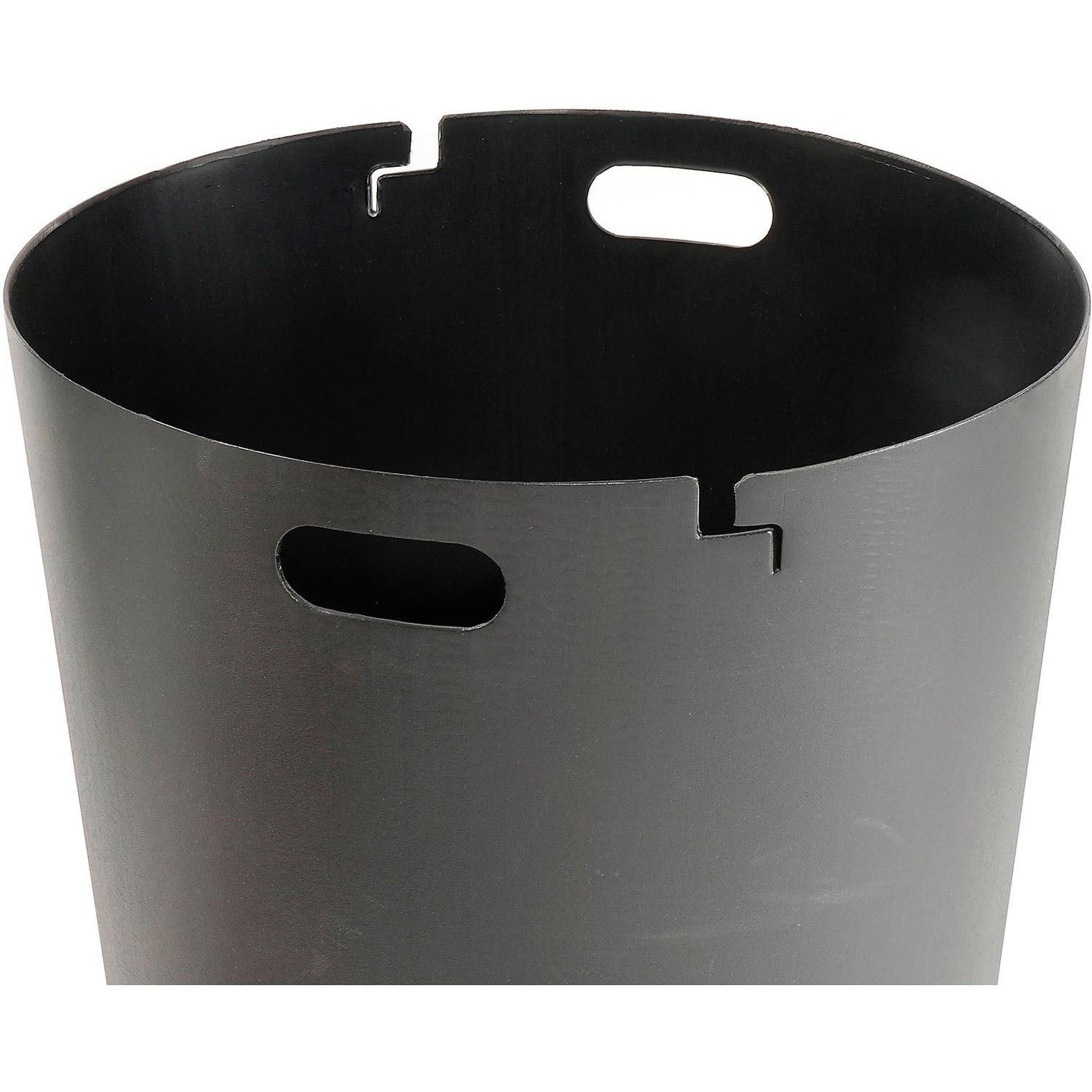 Global Industrial 36 Gallon Outdoor Slatted Steel Round Trash Can with Flat Lid, Plastic Liner & Anchor Kit Included, 28" W x 36" H, Commercial & Industrial Trash Can, Black