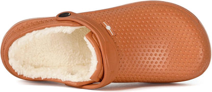 Womens Mens Fur Lined Clogs Waterproof Garden Shoes Winter Warm Fleece Lining Fuzzy House Home Slippers Indoor Outdoor Mules