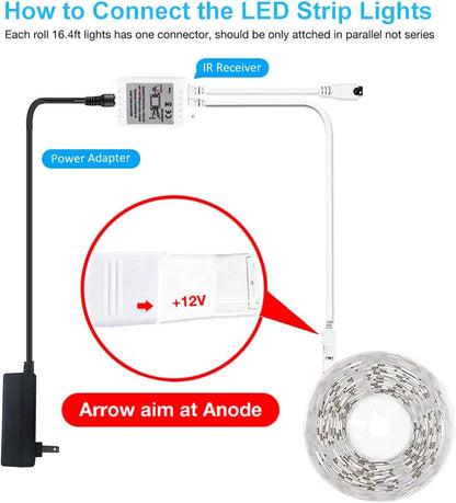 DAYBETTER Led Strip Lights 32.8 ft RGB Color Changing Lights Strip for Bedroom, Desk, Home Decoration, with Remote and Power Supply