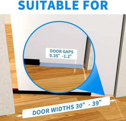 Door Draft Stopper, Strong Adhesive Door Sweep for Exterior and Interior Doors, 39” Length Cuttable Under Door Seal. (Black, 2 Pack)