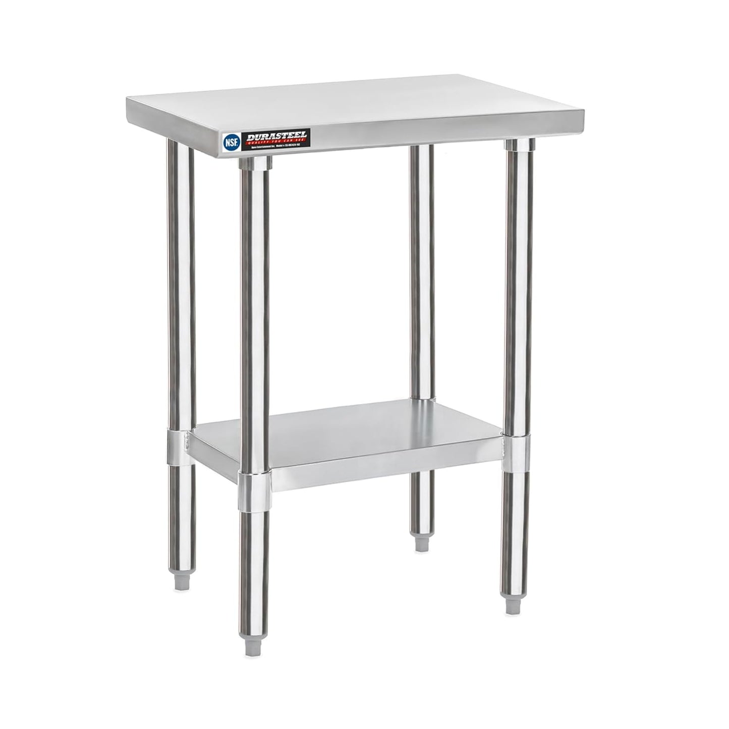 DuraSteel 24x18 Small Stainless Steel Table - NSF Metal Food Prep Commercial Kitchen Workt able - Side Mixer Stand with Under Shelf - For Laundry Room, Kitchen, Outdoor Grill, Small Spaces
