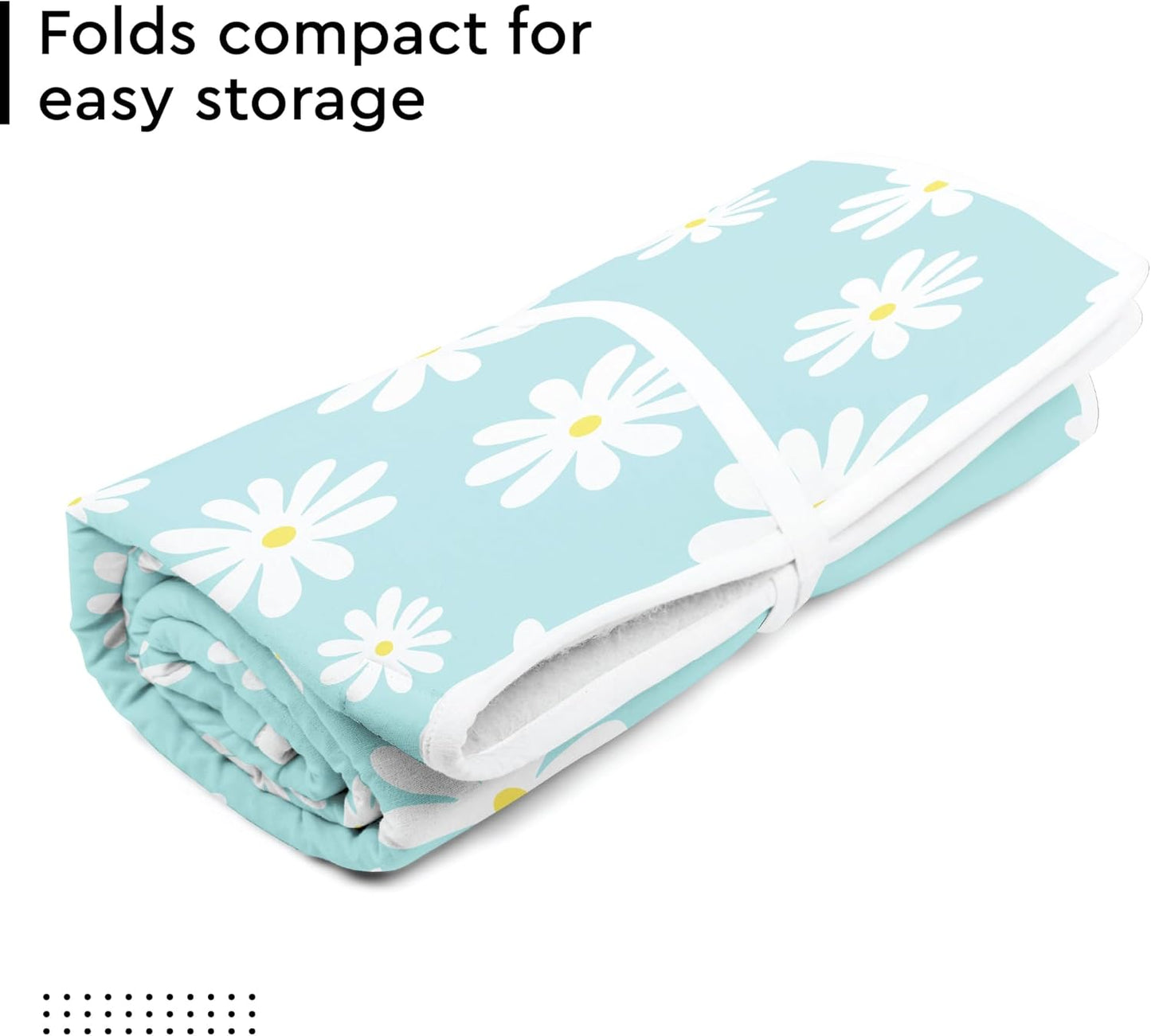 Encasa XO Ironing Mat/Pad (Large 48"x28") with 3mm Padding & Silicone Iron Rest for Steam Pressing on Tabletop or Bed - Heat Resistant, Portable, Quilting & Travel Blanket - Daisy Blue