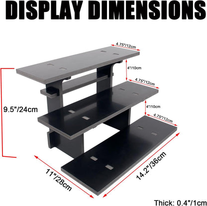 WANLIAN 3-Tier Straight Retail Table Display Stand, Portable Display Rack Shelves for Vendors, Craft Shows, Farmers Market, Pop Up Shop Countertop Black Risers for Display, Soap, Candles, Tumblers