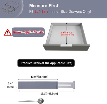 Utoplike 4 PCS Bamboo Kitchen Drawer Dividers(Fits 15"-17.7" Drawer Inner Size), Adjustable Drawer Organizers for Socks, Spring Loaded, Works in Drawer for Bedroom, Dresser