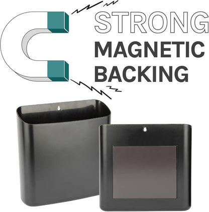 JS Jackson Supplies Black Lint Bin with Magnetic Back, Large Space Saving Trash Bin and Organizer for Laundry Room and Kitchen, Wall Mountable