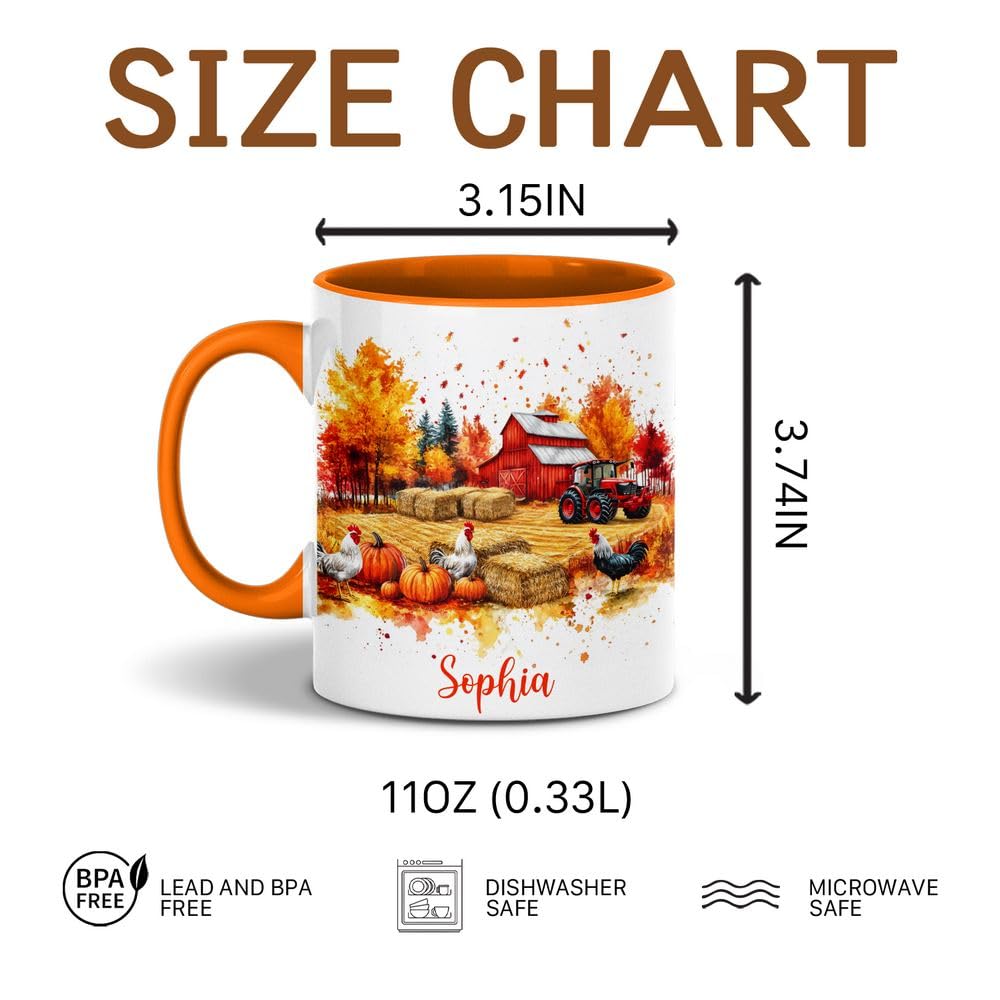 Personalized Fall Farm Coffee Mugs - Farm Lover Mugs Gift for Women Men - Fall Autumn Decor Gifts For Home Farmhouse Thanksgiving - Happy Fall Y'all Mug - 11oz Printed Ceramic Mug