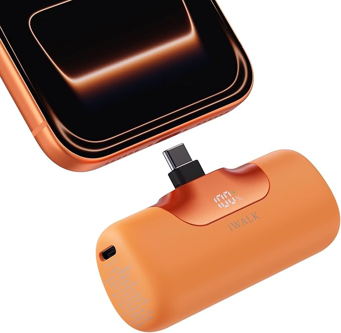 iWALK Portable Charger 5500mAh Next-Gen Small Power Bank 22.5W Fast Charging Battery USB-C Portable Phone Charger for iPhone 17/16/15 17 Plus 17 Pro Max iPad, Samsung Galaxy S25 S24 S23 Android,Orange