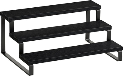 Giikin 3 Tier Spice Rack, Cabinet Organizer Shelf, Wooden Spice Rack for Countertop, Kitchen Counter Storage Shelves Cupcake Stand Holder Display Stand, Black