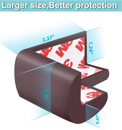 12 Pack Soft Corner Protector Baby Proofing Edge and Corner Guards, Table Corner Protectors for Furniture, Safety Pre-Taped Rubber Corner Covers for Fireplace, Stair, Cabinet (Brown)