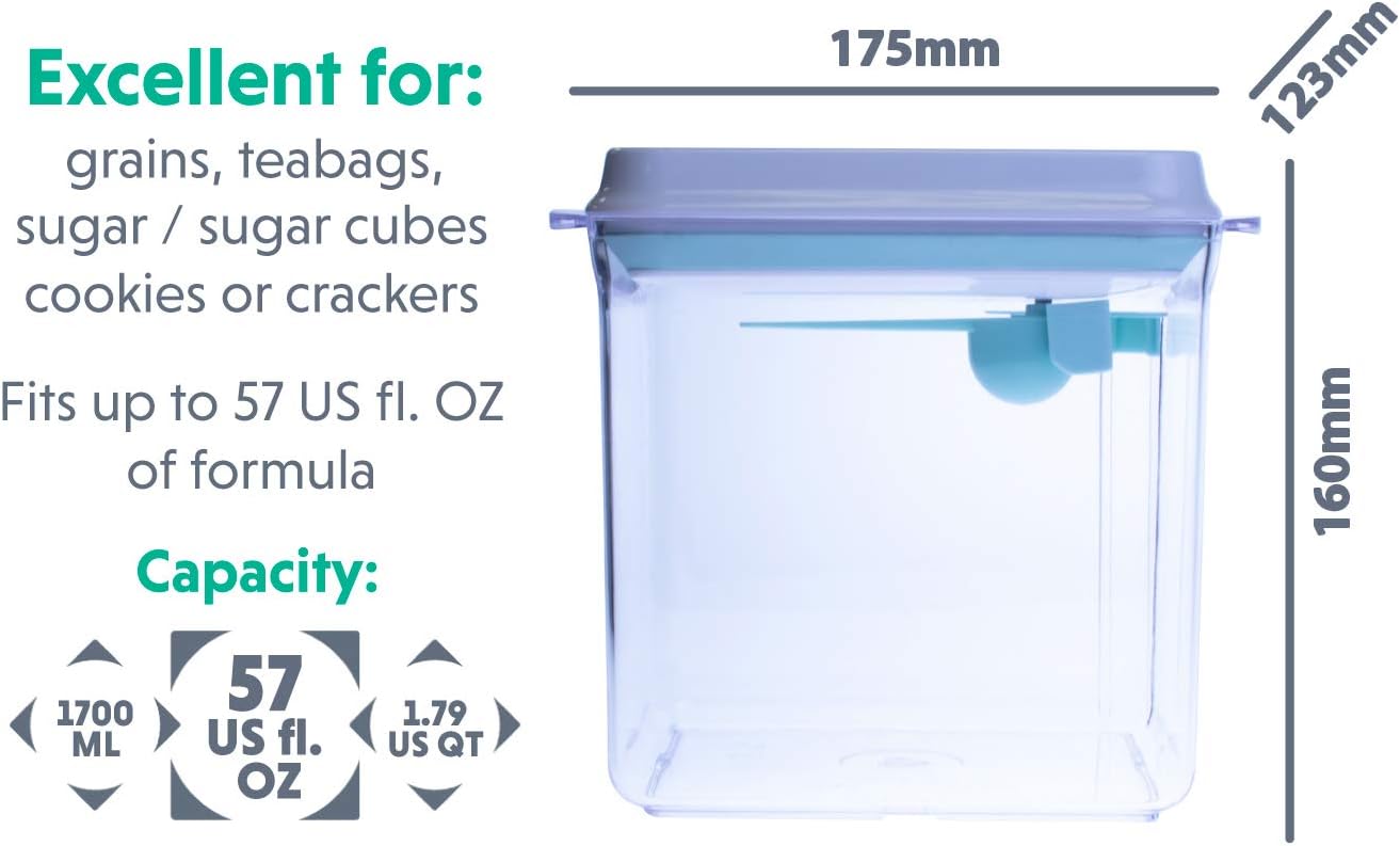 BopTop (1pc - 1700ml) Airtight Food Storage Container – Mechanical Silicone Seal Canister - BPA-Free - 1.79Qt