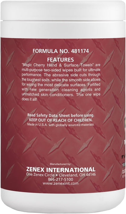 Magic Cherry Scented Heavy Duty Cleaning Wipes - Dual Sided Hand & Surface Shop Towels | Professional-grade Cleaning | Waterless | Cleans Grease, Oil, Dirt, & more (6 Pack | 420 Sheets Total)