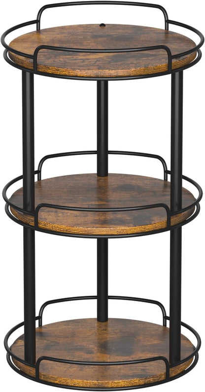 LAMU 10.2'' Wood Lazy Susan Turntable Organizer for Cabinet, 3 Tier Lazy Susan Spice Rack Organizer for Kitchen, Table Top, Countertop, Pantry, Bathroom