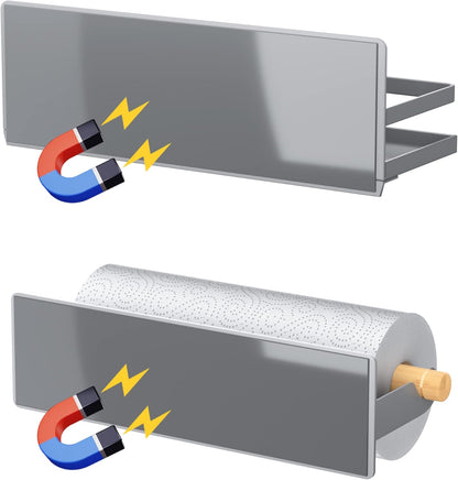 Magnetic Spice Rack Moveable Magnetic Shelf Organizer with Paper Towel Holder Kitchen Refrigerator Seasoning Storage Rack Fridge Magnet Organizer,Grey,3 Packs