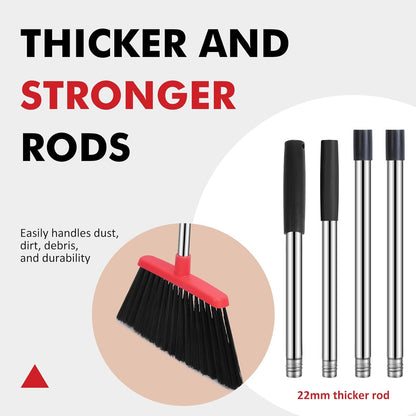 NACENA Heavy Duty Broom, 55 Inch Long Handle Outdoor Large Angle Brooms, Commercial Broom for Sweeping Indoor, for Home Garage Kitchen Office Courtyard Lobby Patio Lawn Concrete, 4 Pack (Black&Red)