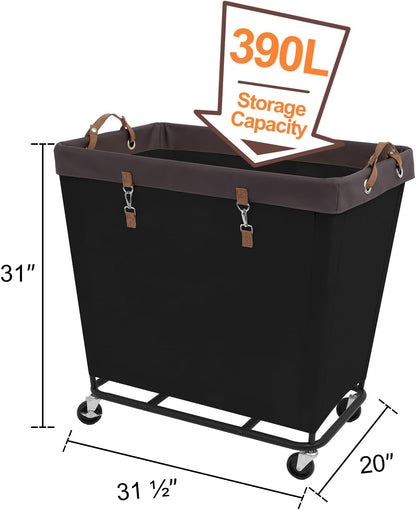 StorageWorks 320L Laundry Basket with Wheels, Extra Large Rolling Hampers for Clothing Organizer, Dirty Clothes Basket for Hote, Home, Closet, Dorm, Black