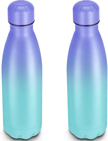 25oz Cola-Bottle Shaped Stainless Steel Leak-proof Water Bottle,Double Wall Vacuum Insulated Metal,Travel Mug For Sports Indoors & Outdoors,BPA-Free Kids Flasks,Purple Blue(2 Pack)