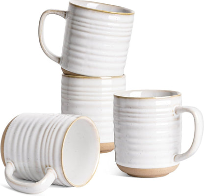 LE TAUCI Coffee Mugs 15 oz,Ceramic Mug Set, Coffee Cups for Latte, Hot Tea, Cappuccino, Mocha, Cocoa, Dishwasher Safe, Suit For Housewarming Wedding- 3.5 inch, Set of 4, Arctic White