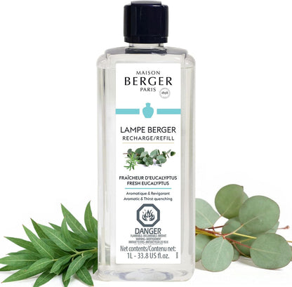 MAISON BERGER - New Fresh Eucalyptus - Lampe Berger Fragrance Refill for Home Fragrance Oil Diffuser - Air Freshener - 33.8 Fluid Ounces - 1 Liter