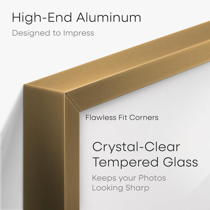 Homeforia 11x22 Bronze Newspaper Frame, High End Metal 11 x 22 Picture Frame without Mat, 22x11 Thin Bronze Poster Frames for Wall, 11by22 inch Display Photo Frames, Tempered Glass, Wall Kit, Set of 1