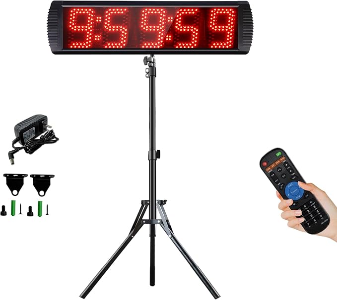 Race Clock with Tripod for Running Events, Large LED Stopwatch with Remote,Countdown/Count up Gym Timer for Home,Wall Digital Time Clocks