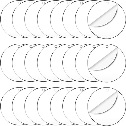 50 Pieces Clear Acrylic Circle with Hole 75x1.5 mm Transparent Acrylic Ornament Blanks 3" Blanks Round Sheets for Decorative Tags with Paintings