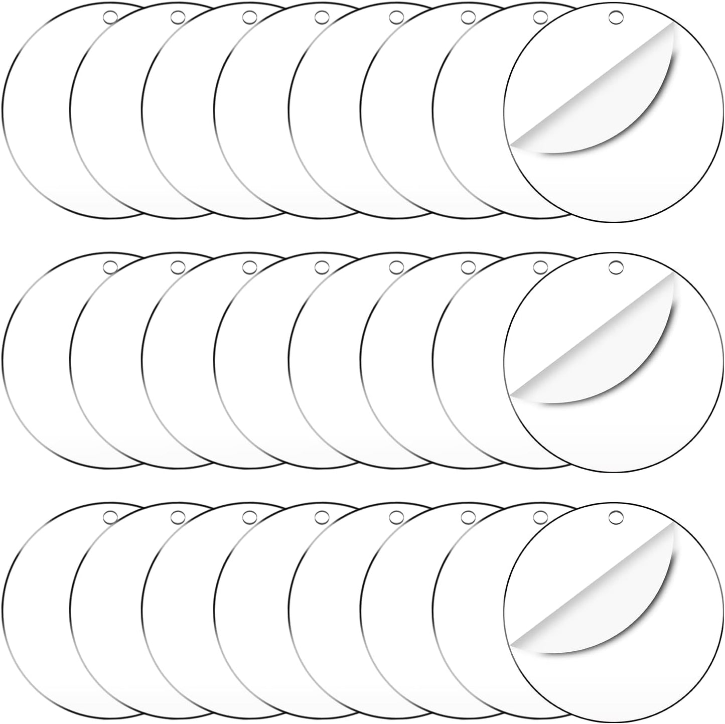 50 Pieces Clear Acrylic Circle Keychains Tags 2.5"/63.5 mmx1.5 mm Thicker Acrylic Discs with Holes,for Hanging Keychain and DIY Craft Painting Projects