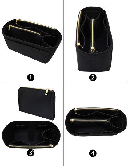 LEXSION Felt Purse Bag Organizer Insert with zipper Bag Tote Shaper Fit Speedy Neverful PM MM