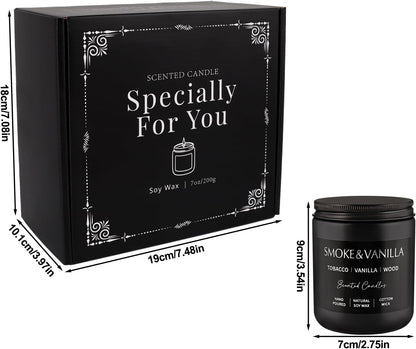 Scented Candles Gift Set - 4 Pack (7oz Each) Soy Wax Aromatherapy Candles with Essential Oils, Smokeless - Leather & Smoke, Vanilla Oakmoss, Lavender - Relaxing Fragrance for Home, Office, Yoga