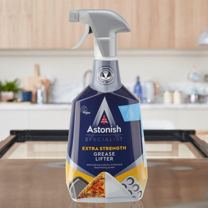 Astonish Specialist Extra Strength Grease Lifter With Baking Soda - No Scrub De-Greaser Formula For Kitchen Surfaces, Trays & Pans - Vegan Cruelty Free Household Cleaning Supplies, 750ml Bottle, 2PK