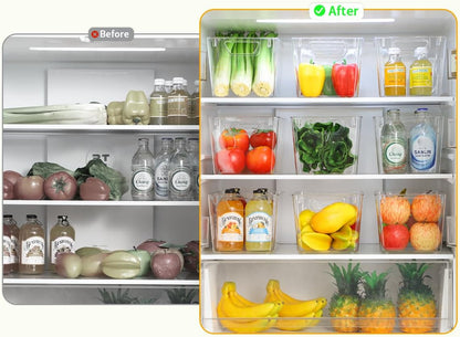 Attelite Clear Plastic Storage Bins,Large 12 Pack Pantry Organizer with Handle,BPA Free Plastic Storage Containers for Fridge,Closet,Bathroom,Under Sink and Kitchen Organization