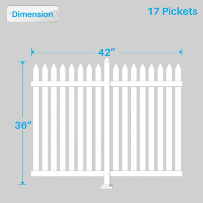 Patio 9 Sets Vinyl Picket Fence Panels 36" H x 84" W White PVC Decorative Fence for Front Yard Porch Patio Deck Pool Air Conditioner Fence Safety Dog Fence (34 Pickets, Straight)