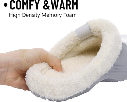 Beslip Classic Fur Lined Clogs Waterproof Winter Fuzzy Slippers for Women Men Indoor and Outdoor