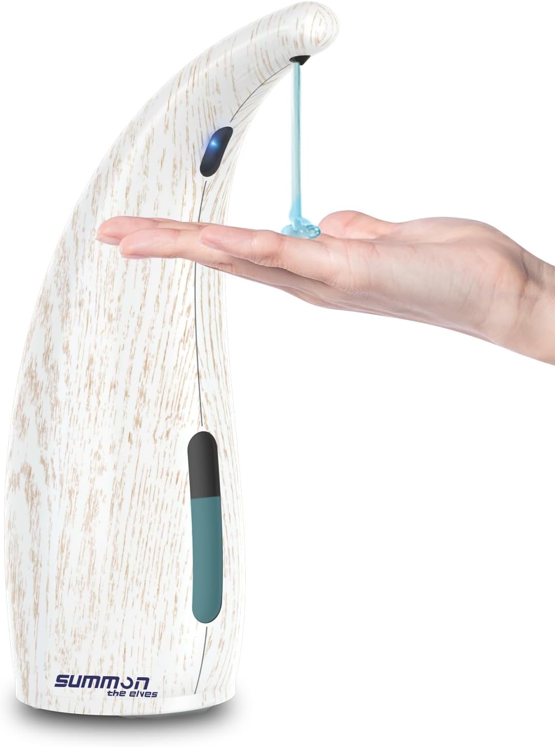 Automatic Liquid Soap Dispenser，300ML Touchless 4 Gear Adjustable,Countertop Electric Battery Operated Hand Soap Dispenser with Sensor for Bathroom,Kitchen,Office(White Wood Grain)