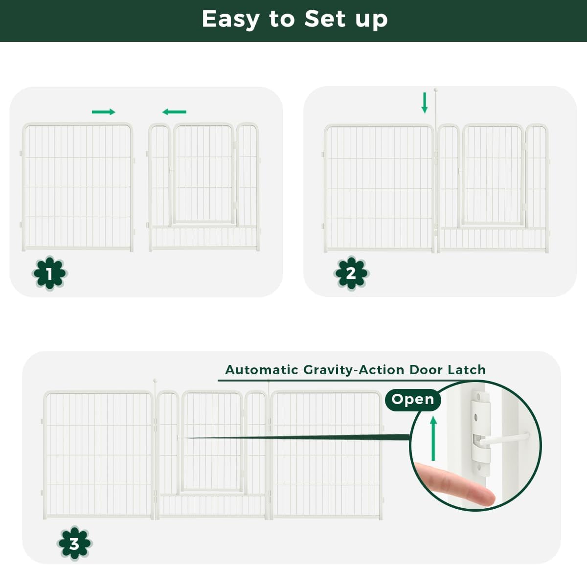 FXW Decorative Garden Fence for Yard, 32in(H) x 108ft(L) 48 Panels Heavy Duty No Dig Metal Fencing with Gate, Tall Animal Border Barrier for Dogs, White│Patented