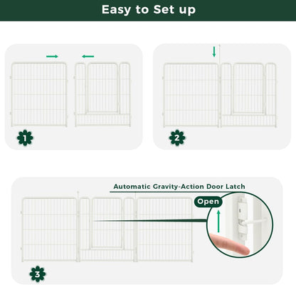 FXW Decorative Garden Fence for Yard, 32in(H) x 54ft(L) 24 Panels Heavy Duty No Dig Metal Fencing with Gate, Tall Animal Border Barrier for Dogs, White│Patented