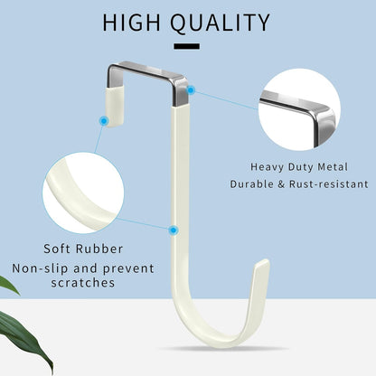 FYY Over The Door Hooks, 4 Pack Door Hangers Hooks with Rubber Prevent Scratches Heavy Duty Organizer Hooks for Living Room, Bathroom, Bedroom, Kitchen Hanging Clothes Towels Hats Coats Bags Beige