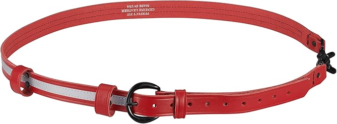 Shield Wallets Reflective Red Leather Firefighter Bundle Anti-Sway Strap for Radio, Firefighter's Radio Holder with Black Rivets