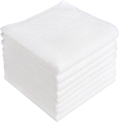AIDEA Microfiber Cleaning Cloth White, 8PK, Absorbent Lint Free Rags, Scratch Free, Streak Free Microfiber Towels, Dish Towels White, 11.5in.x11.5in.