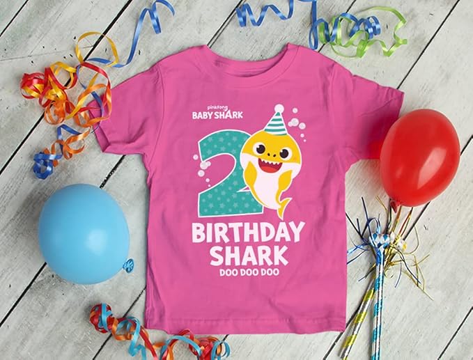 Baby Shark 2nd Birthday Shirt - Toddler Outfit for 2 Year Old Boy or Girl - Cute Kids Party Tee
