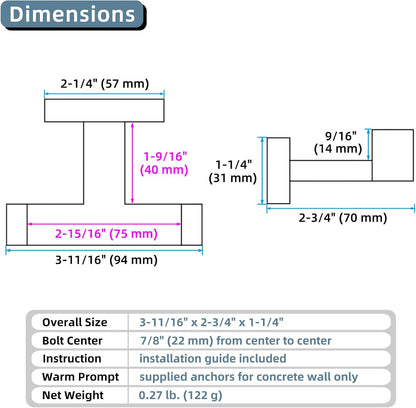 Angle Simple Double Towel Hooks, SUS 304 Stainless Steel Robe Coat Wall Hooks for Bathroom, Polished Chrome, 2 Pack