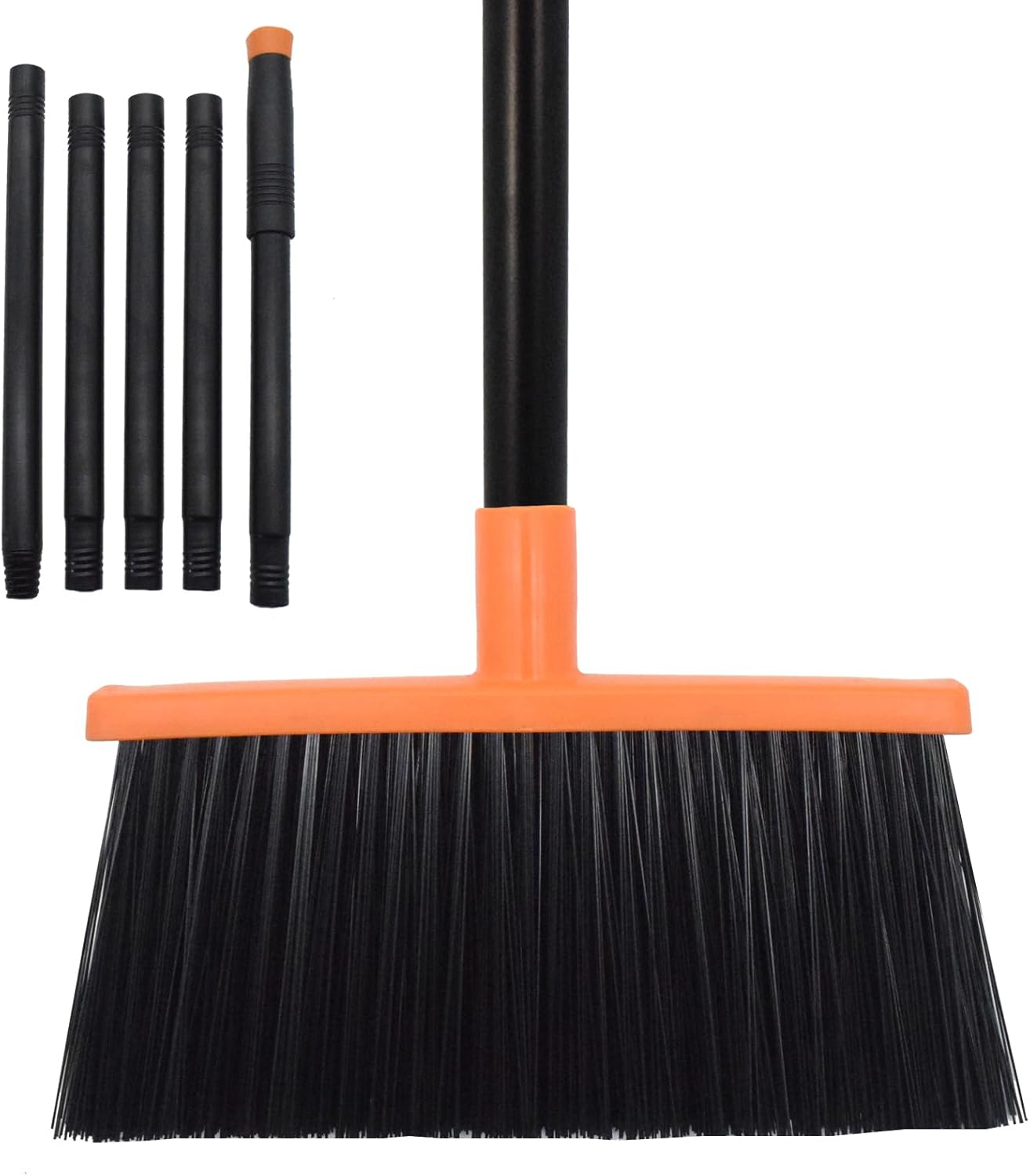 Heavy-Duty Adjustable Angle Broom with 56" Steel Handle - Ideal for Home, Garage, Kitchen, Bathroom, Office, and Outdoor Use - Durable & Efficient Cleaning Tool for Hard Floors (Orange)