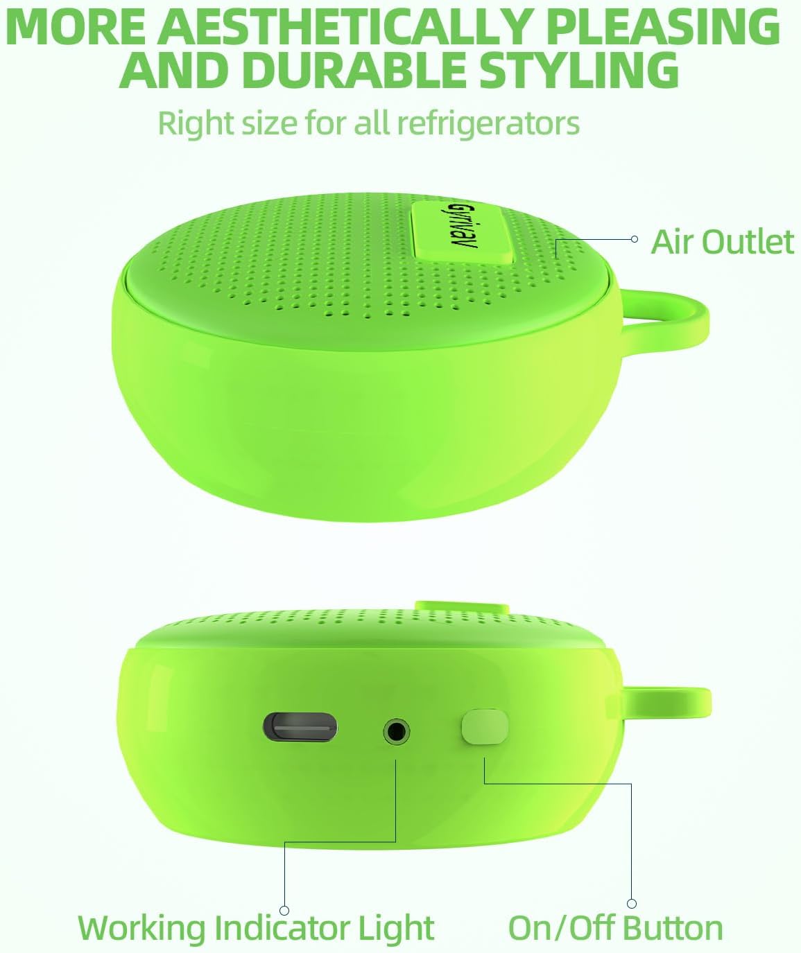 Refrigerator Deodorizer, Rechargeable Deodorizer, Fridge Deodorizer, Air Purifier, Suitable for Refrigerator, Car, Wardrobe, Shoe Cabinet, Better Than Baking Soda and Charcoal（Green）