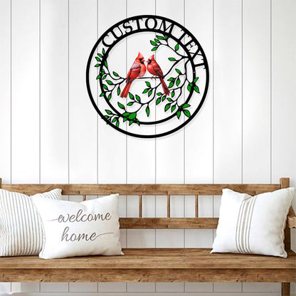 Personalized Name Garden Cardinal Metal Signs, Custom Family Name Outdoor Indoor Wall Decorations, Wall Art for Mom Sister Grandma Dad, Housewarming Gift Birthday Retirement