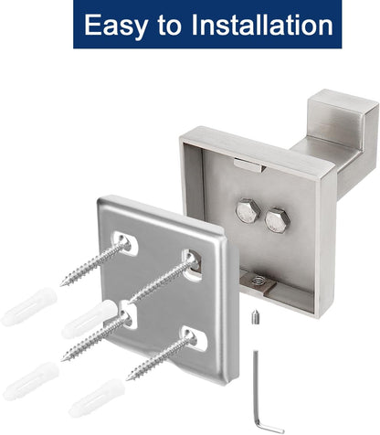 NearMoon Bath Towel Hooks -SUS304 Stainless Steel Square Clothes Robe Hooks Hanger, Heavy Duty Coat Hooks for Bathroom Livingroom Hotel Kitchen Garage, Wall Mounted - 3 Pack (Brushed Nickel)