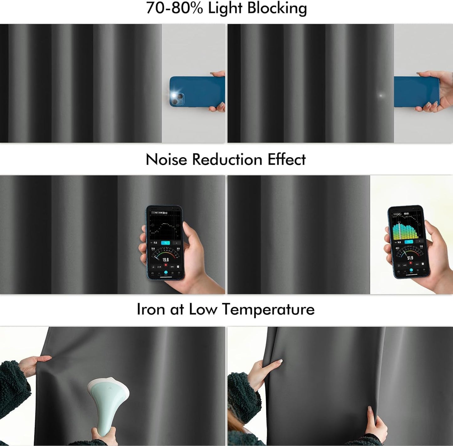 MIULEE Back Tab Grey Blackout Curtains 84 Inch Length 2 Panels Set for Living Room Bedroom Privacy, Rod Pocket/Pinch Pleated Thermal Insulated Room Darkening Light Blocking Curtains 84 Inches Long