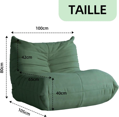 Modern Living Room Chair, Big Bean Bag Adult Floor Sofa, Togo Recliner Memory Foam Lazy Couch Suitable Balcony for Fireside Chair (Green)